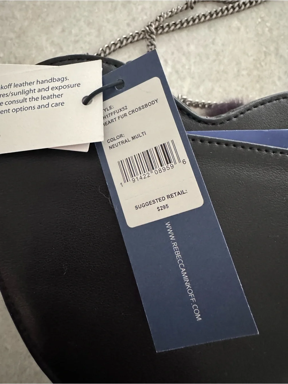 NWT Rebecca Minkoff Genuine Rabbit Fur Heart Crossbody bag